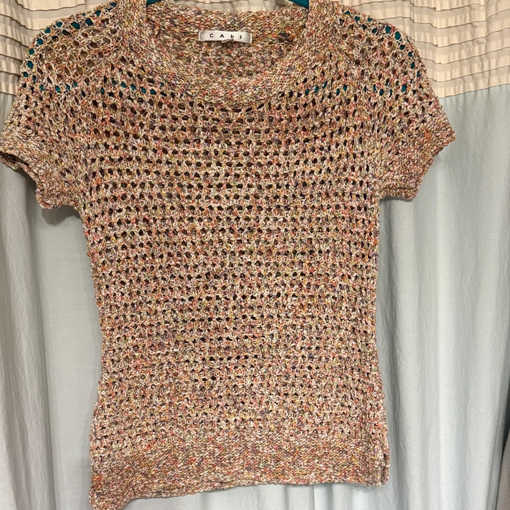 CAbi Multicolor Knit Short Sleeve Sweater